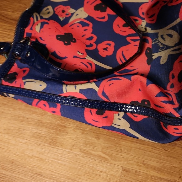 Coach 13 X 15" Floral Poppy Purse Bag - Picture 11 of 16